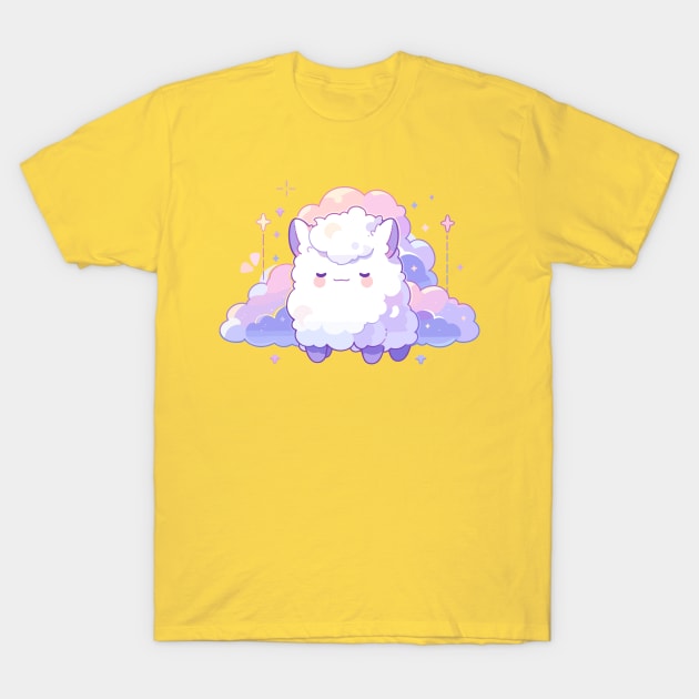 Adorable Fluffy Cloud Kawaii Llama T-Shirt by Kawaii Kingdom